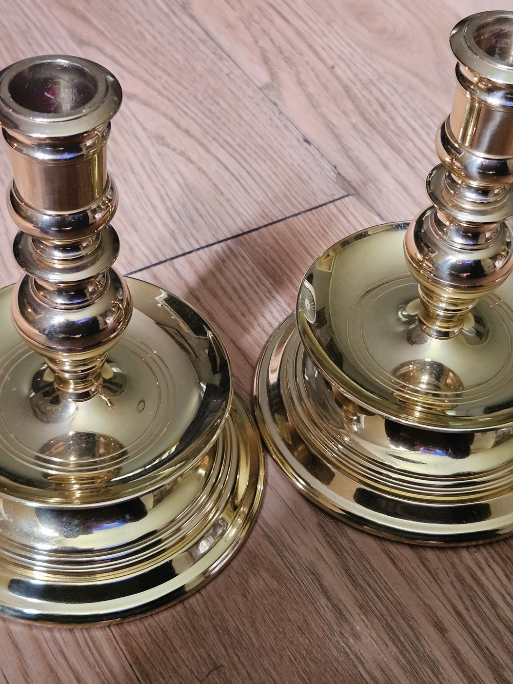 baldwin Brass Finish Gold Taper Candle Holders, Pair